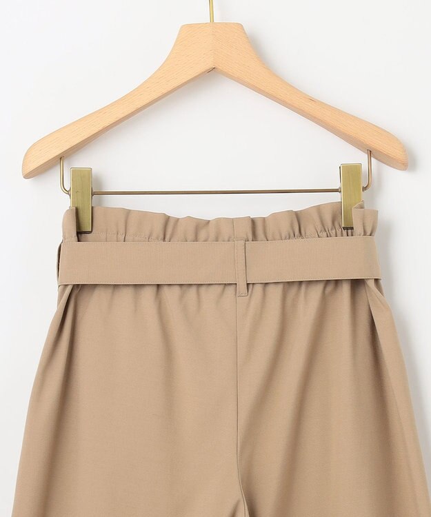 組曲 【ベルト付】リネン混オックスストレッチ キュロットパンツ ベージュ系