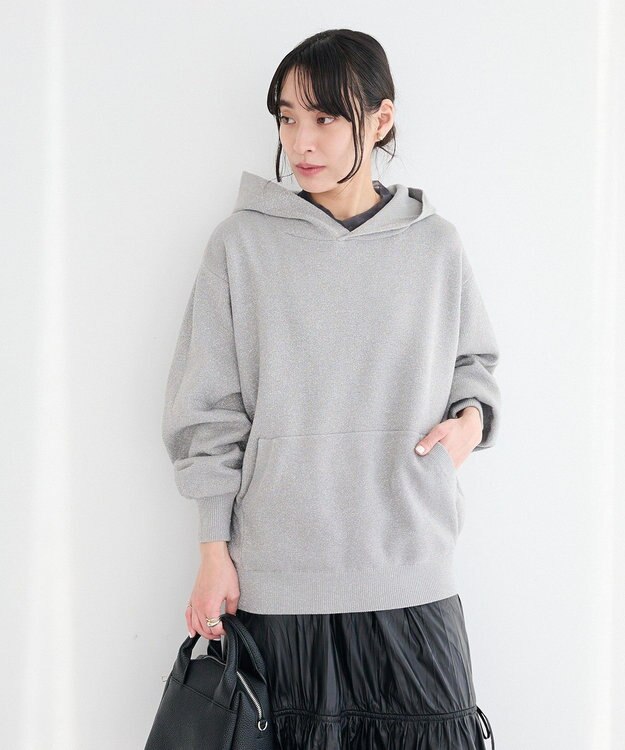 CRAFT STANDARD BOUTIQUE ラメスウェット風ニットプルオーバー Gray