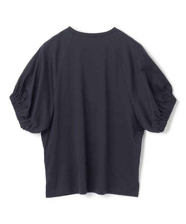 BEIGE， 【洗える】STOCK / オーガニックコットン半袖ギャザートップス Navy