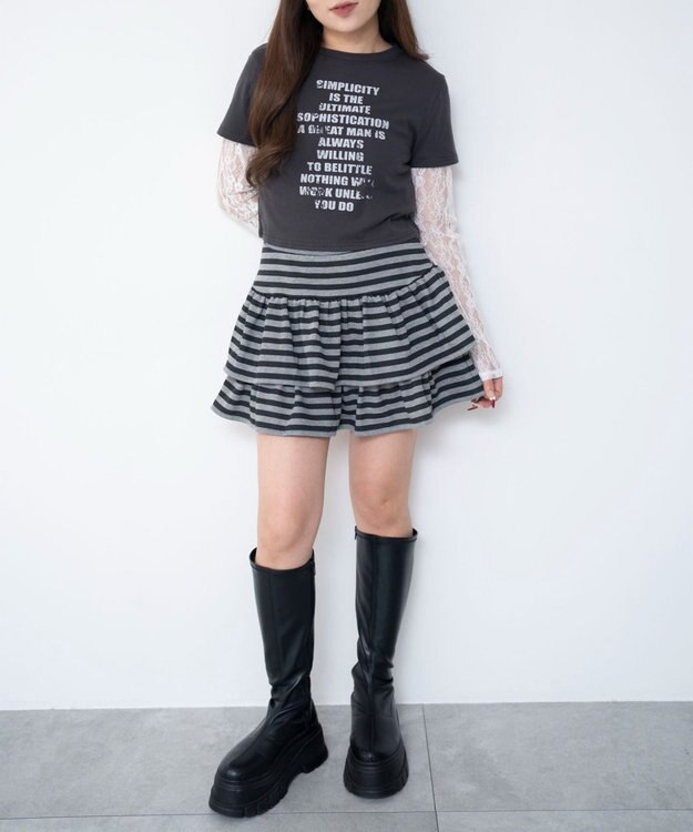 WEGO 【ウエストゴム】スウェットフリルスカパン 柄3