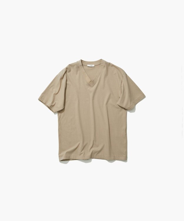 ATON FRESCA NUBACK | VネックTシャツ BEIGE
