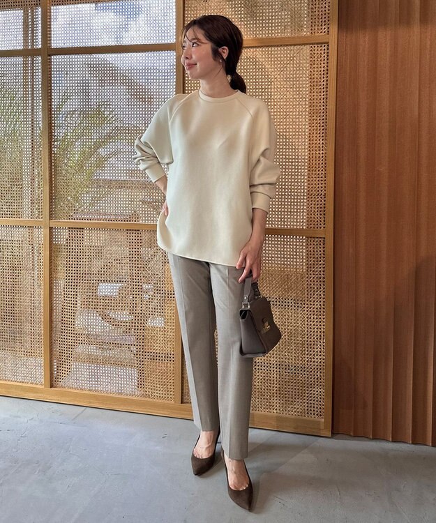 UNFILO L 【野呂佳代さん着用】BEAUTY FORM JERSEY バックZIPプルオーバー クリーム