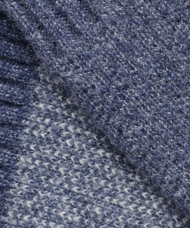 Feroux 【洗える】リボン柄ハイネック プルオーバーニット ラベンダーブルー