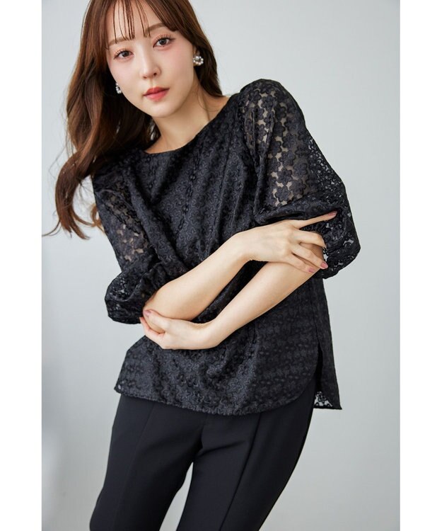 TOCCA 【消臭】FLOWER OF WINDMILL ブラウス ブラック