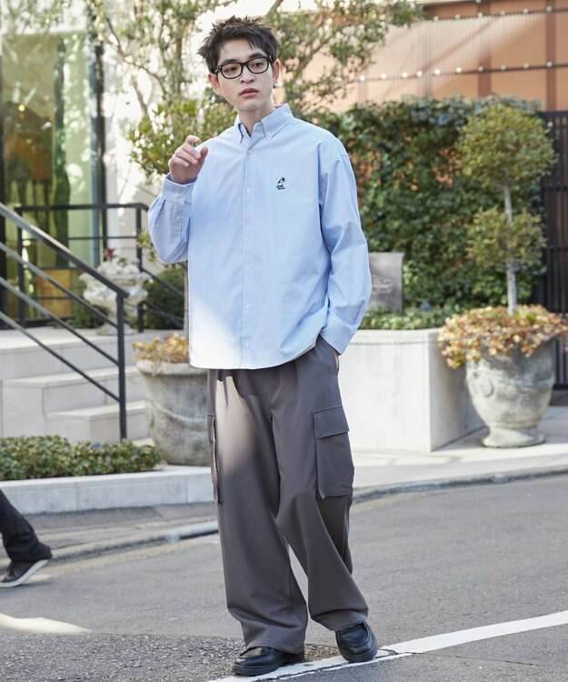 WEGO 【ウエストゴム/MLサイズ展開】イージーワイドカーゴスラックス ダークグレー