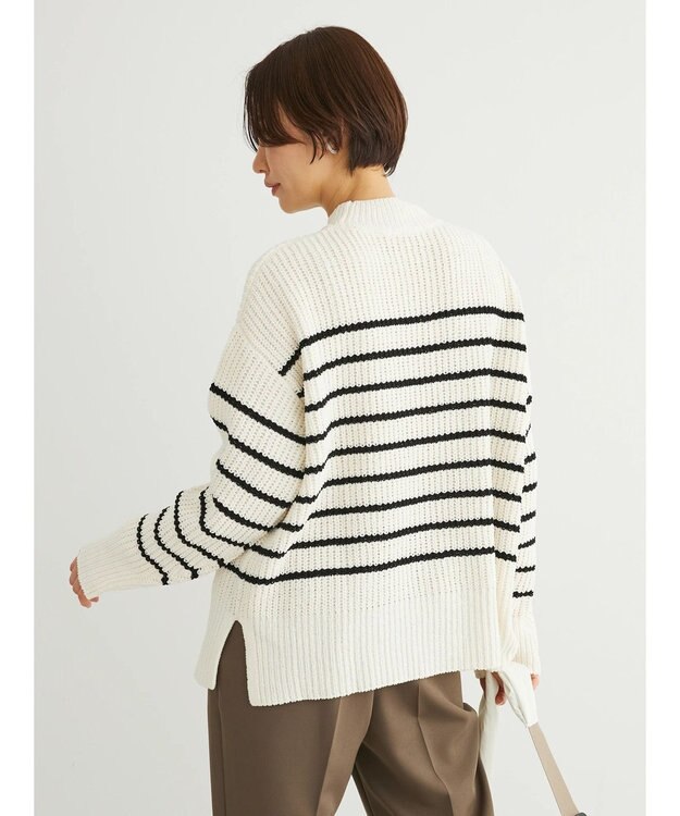 Green Parks ｍｏｋｏモール畦編みモックネックプルオーバー Border