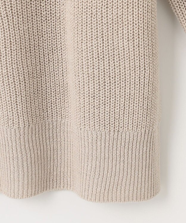 自由区 【洗える】コットンウールミドルゲージプルオーバー ニット ベージュ