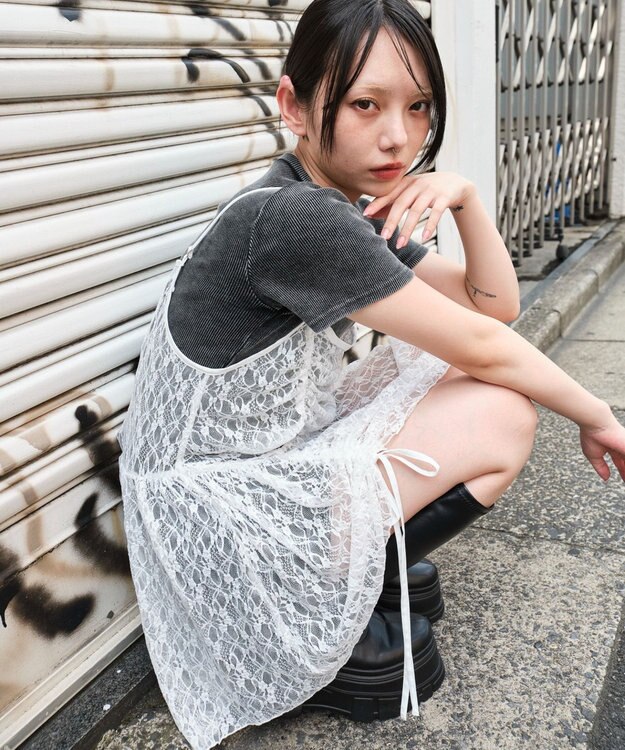 WEGO ドロストデザインキャミワンピース ホワイト