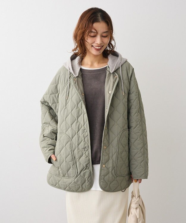 Green Parks ２ＷＡＹニットフードキルティングブルゾン Khaki