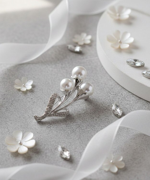 Tiaclasse パールリーフブランチブローチ シルバー