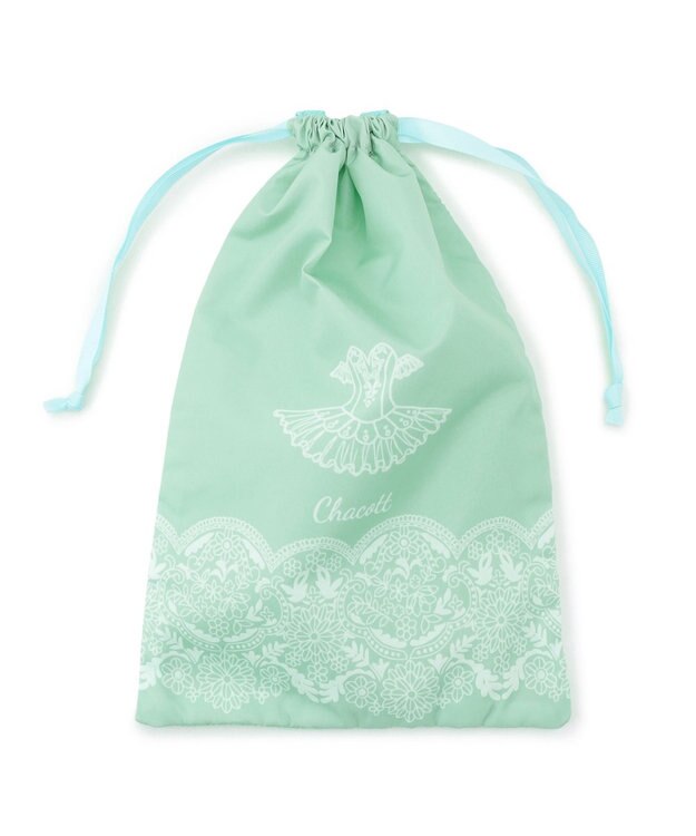 Chacott レース柄メッシュ巾着M アイスグリーン