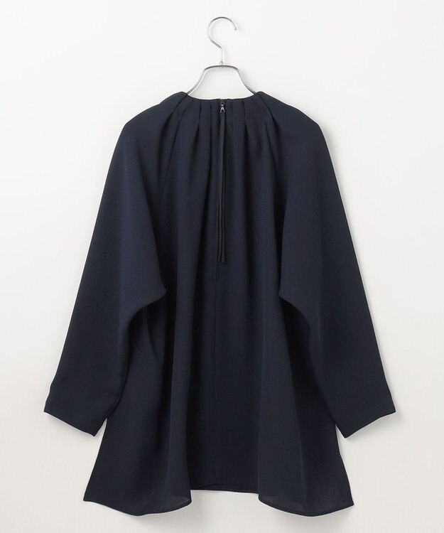 #Newans 【洗濯機可能】タックネックブラウス ネイビー