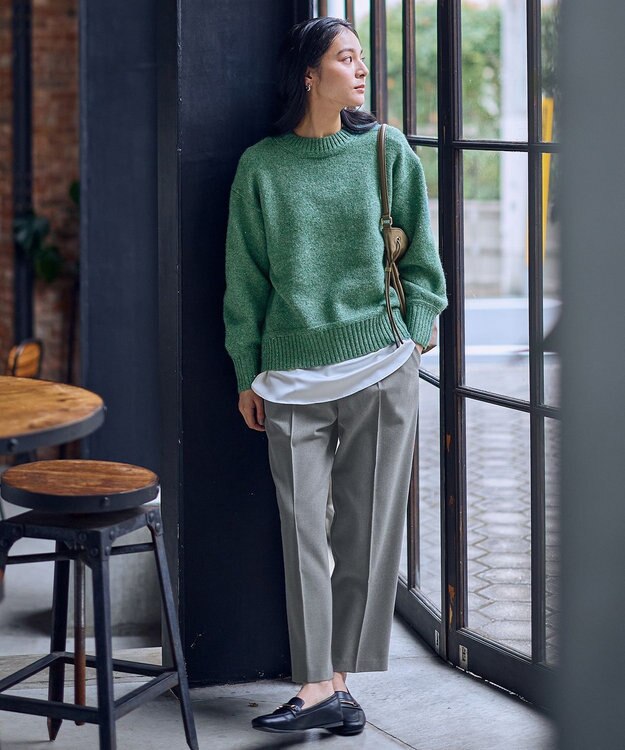 ANY L 【裏起毛/ウエストゴム】ウォームテーパードパンツ チャコール