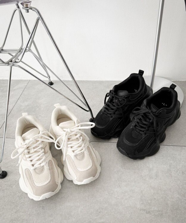 WEGO メッシュコンビ厚底スニーカー ブラック