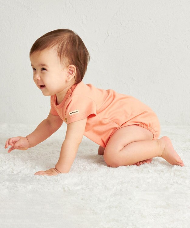 MIKI HOUSE HOT BISCUITS 【70-80cm】【Everyday Series】ワンポイント 半袖ボディシャツ オレンジ