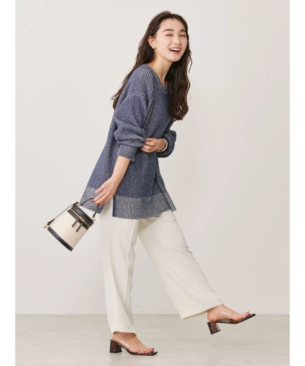 AMERICAN HOLIC クルーネック編み違いニットチュニック Navy