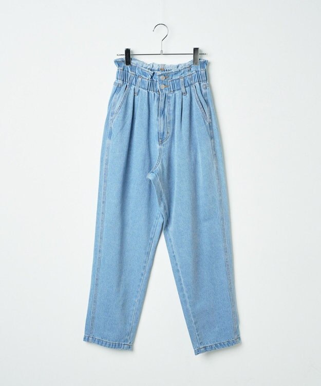 WEGO 【ウエストゴム】ウエストフリルデニムマムパンツ デニム淡色