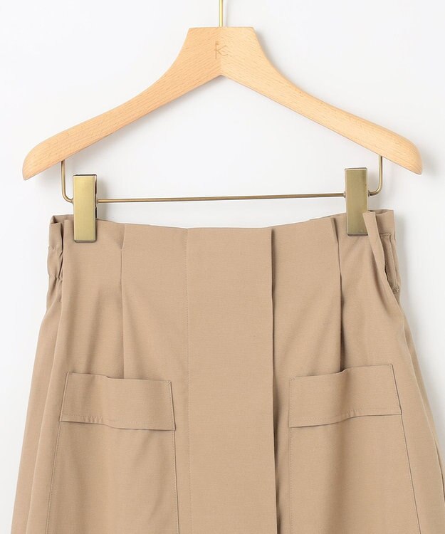組曲 【ベルト付】リネン混オックスストレッチ キュロットパンツ ベージュ系