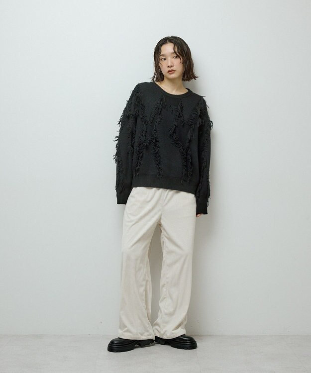 Green Parks フリンジニットプルオーバー Black