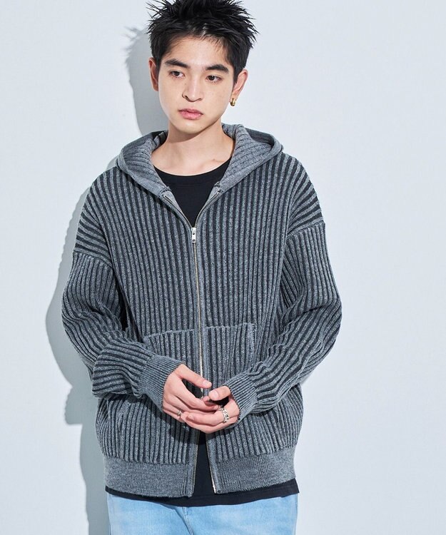 WEGO ヴィンテージライクZIPパーカー グレー