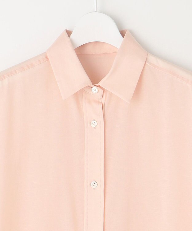 自由区 【洗える】テンセルリネンシャツワンピース ピンク