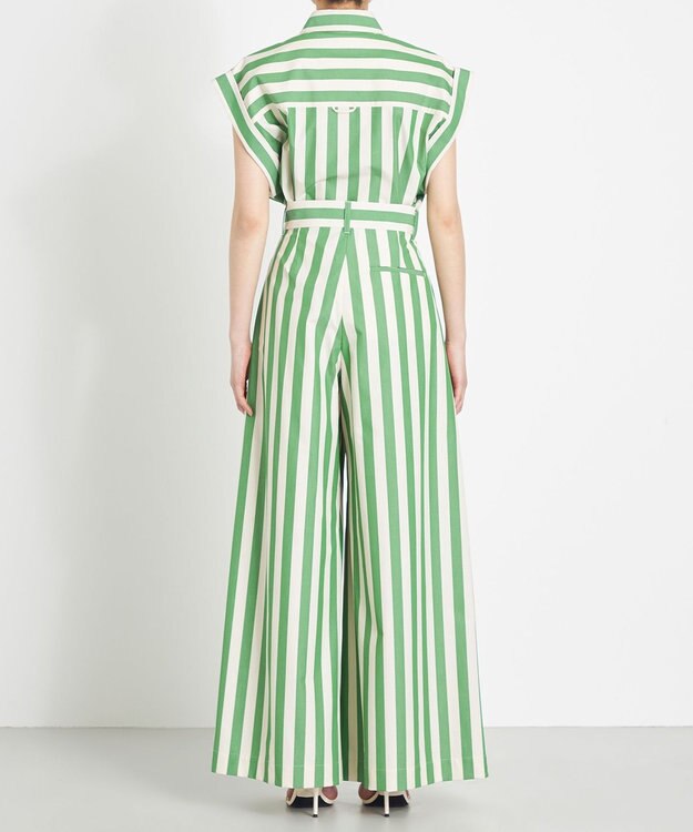 NAVE 【Nave 　洗える】ワイドストライプ ブラウス ライトグリーン系1