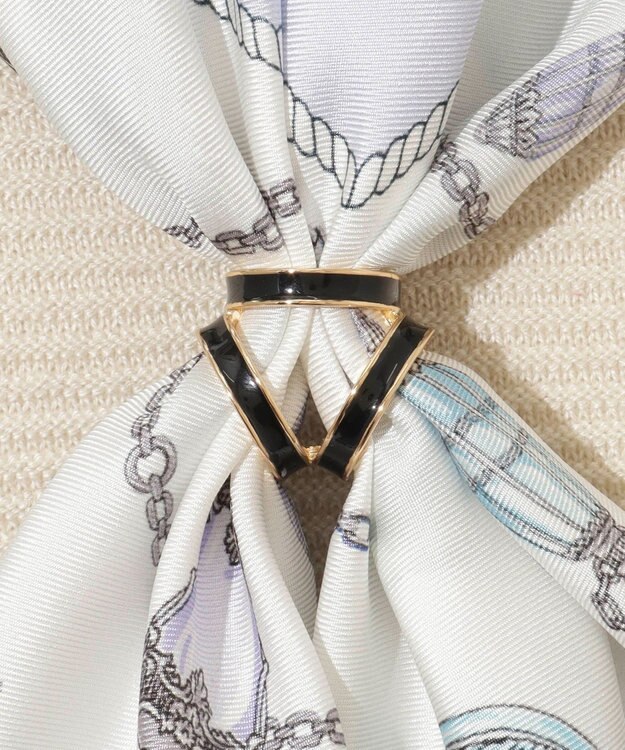 MOONBAT Luna Luce(ルナルーチェ)スカーフリング パール調 3Ring お手持ちのスカーフを通すだけ ギフト ブラック