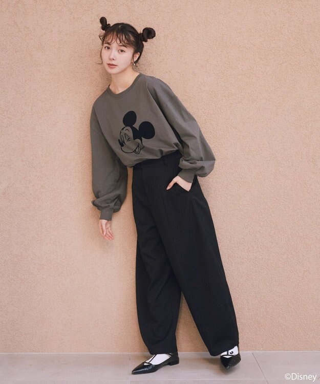 earth music&ecology 【予約】Disney/アソート刺繍入り靴下 チャコールグレー