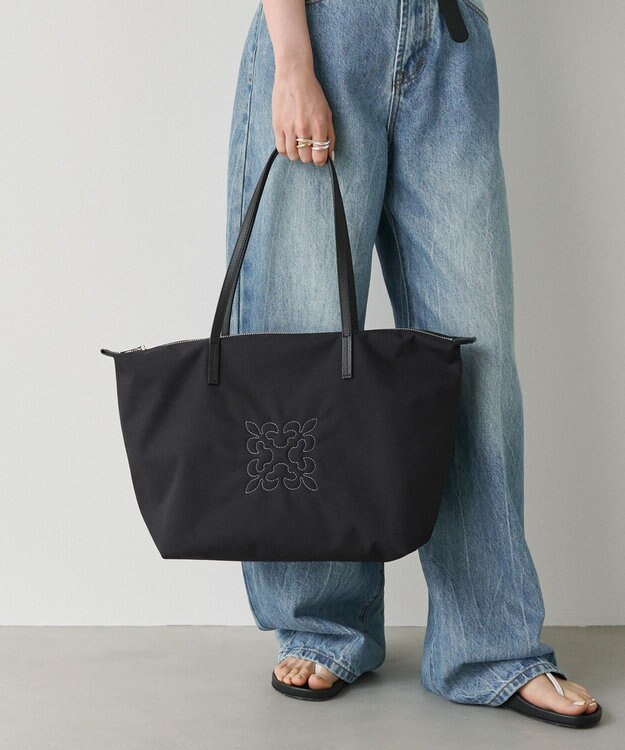 russet ＜390g/撥水性あり＞天ファスナー付きコーデュラナイロントートバッグ(CE-1560) Black