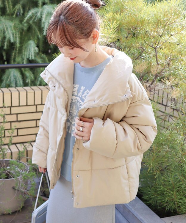 AMERICAN HOLIC リサイクル軽ポカ撥水加工スタンドショートコート Light Beige