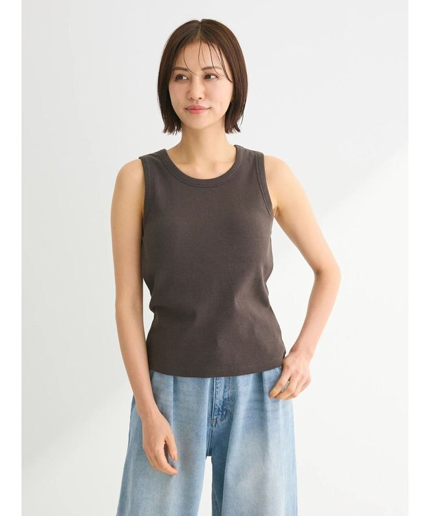 Green Parks ・ＳＵＧＡＲ　ＳＰＯＯＮリブタンクトップ（パット付） Charcoal Gray