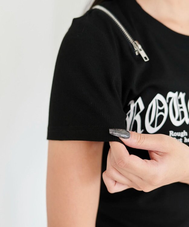 WEGO ZIPデザイングラフィックちびT ブラック