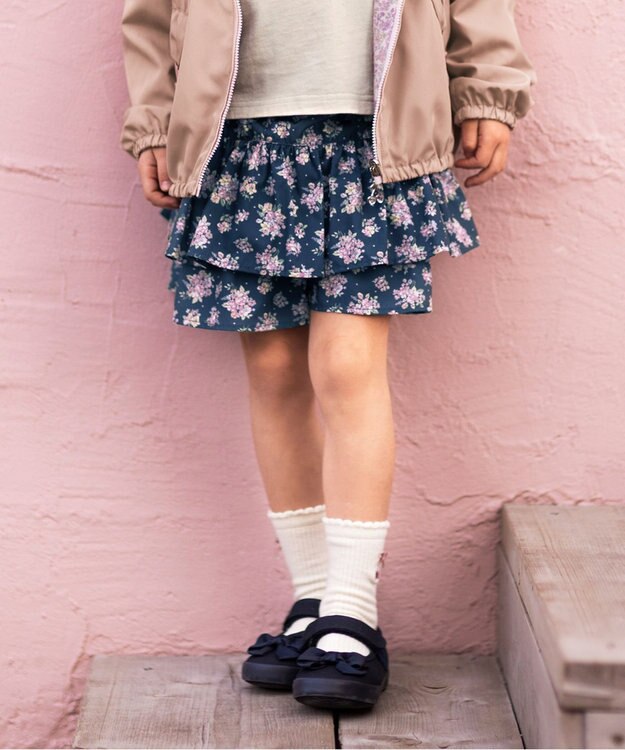 ANY KIDS 柄キュロット ネイビー花柄