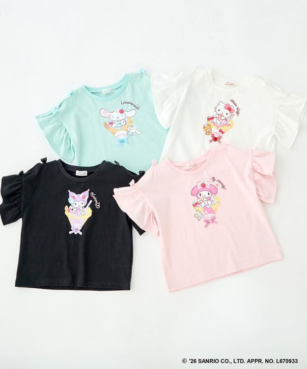 ANY KIDS 【サンリオキャラクターズ×ANY KIDS】ひんやり ファンシーフリル袖Tシャツ シナモロール×ミント
