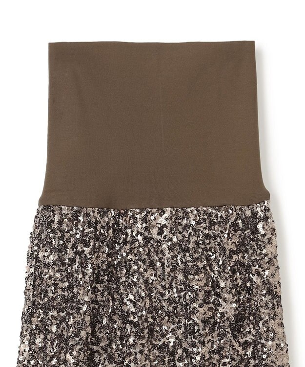 BEIGE， 【洗える】ALYSSUME / スパンコールストレッチニットスカート Khaki