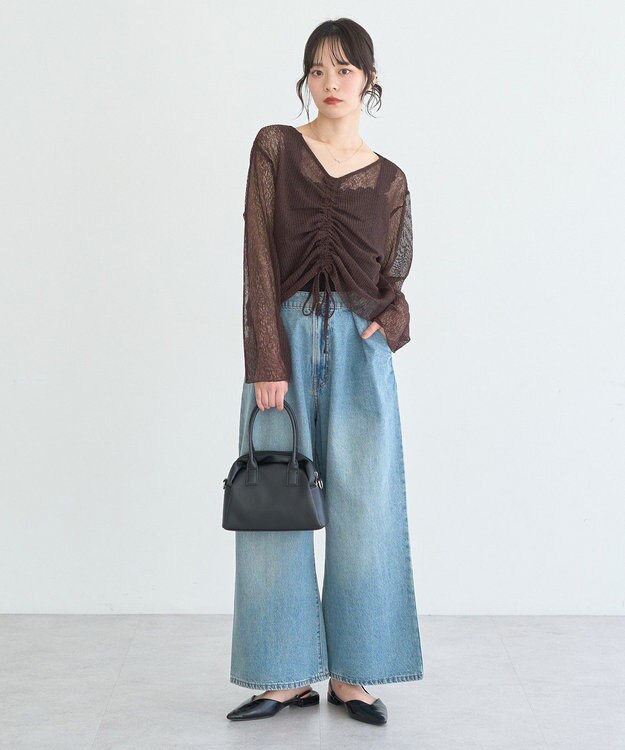 earth music&ecology フロントドロストシアープルオーバー Brown