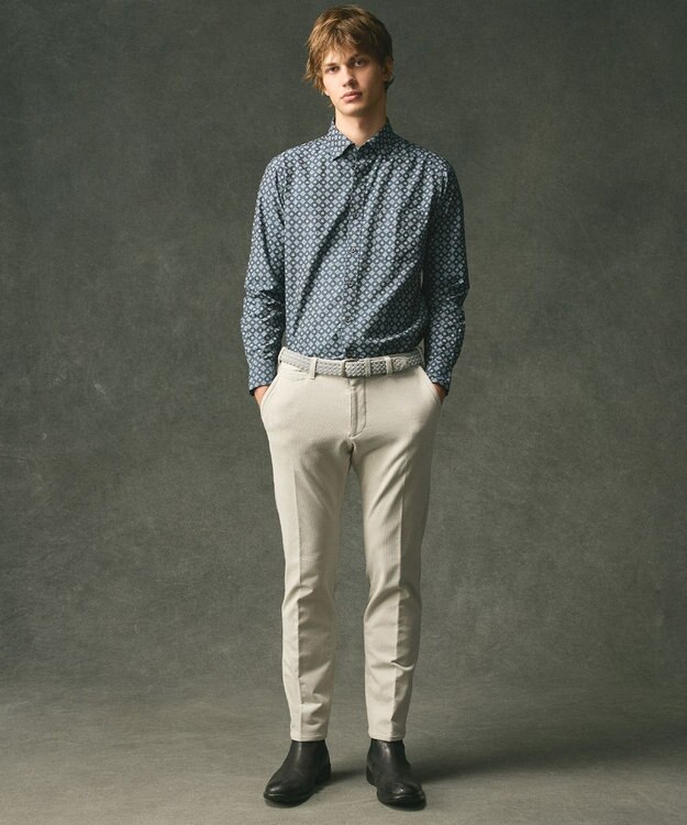 JOSEPH ABBOUD 【ウエストも伸びる！/暖かパンツ/オーガニックコットン使用】ライスコールストレッチパンツ ライトグレー系