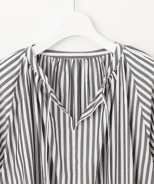 UNFILO 【洗える】イージーケア ボリュームスリーブブラウス ブラック系