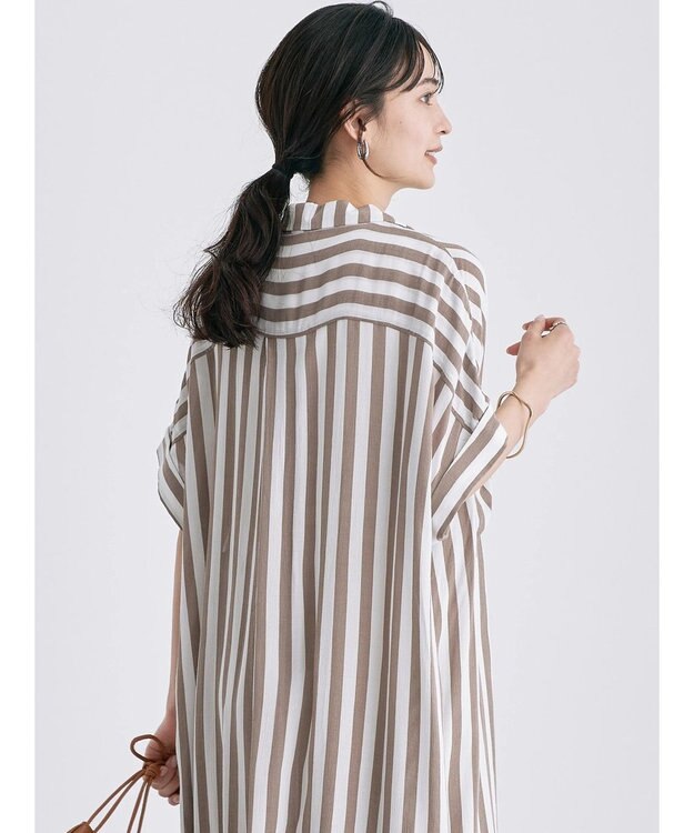 AMERICAN HOLIC 楊柳Ｗポケット開襟ワンピース Stripe