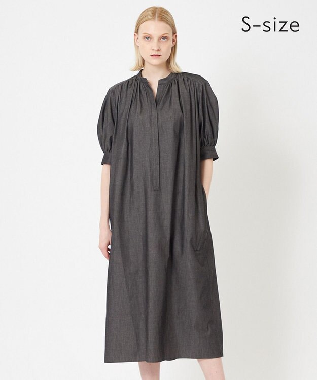 BEIGE， 【S-size】POMEGRANATE / ギャザーワンピース Chambray Black