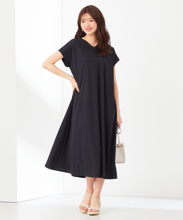 ANY SIS 【WEB・一部店舗限定】フレア ワンピース ネイビー