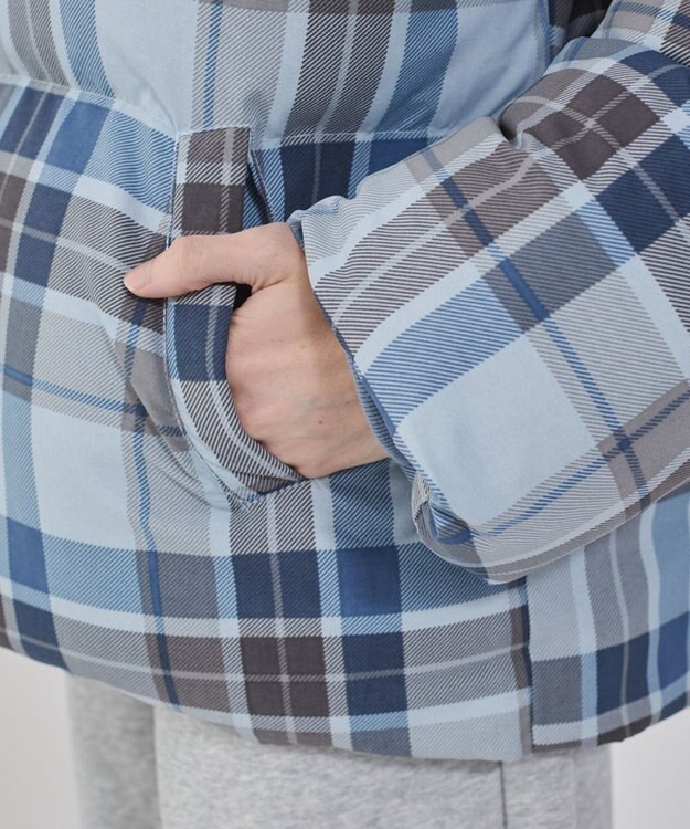 WEGO 【ユニセックス着用ITEM/MLサイズ展開】チェックパファーブルゾン ブルーチェック1