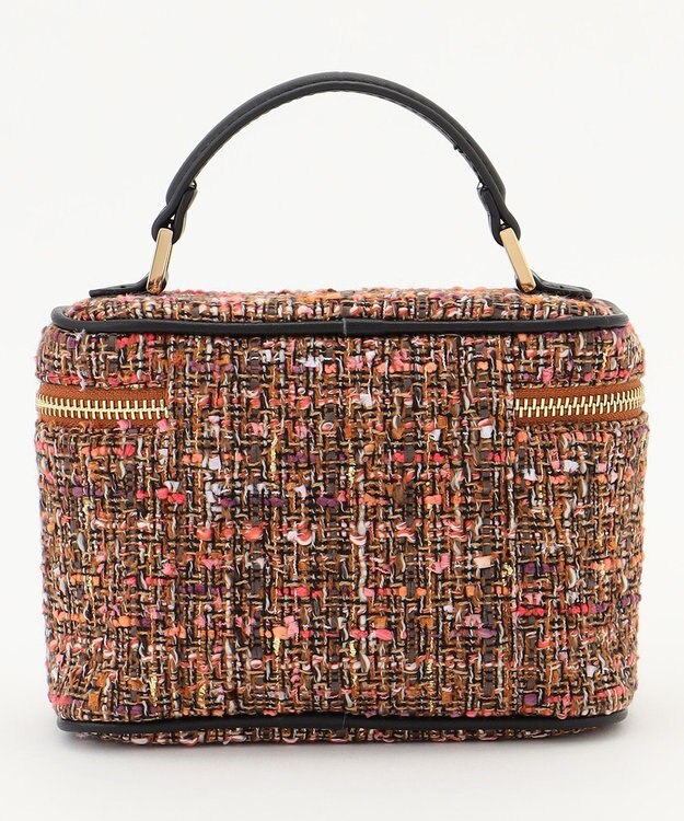 自由区 ラメノットファンシーツイードヴァニティ バッグ オレンジ系