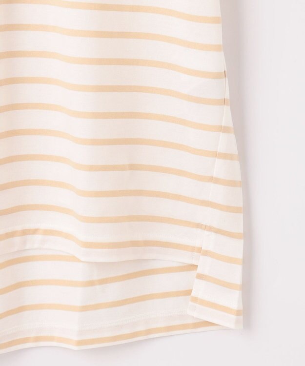 自由区 L 【UV加工・洗える】ハイカウントボーダー カットソー ベージュ系1