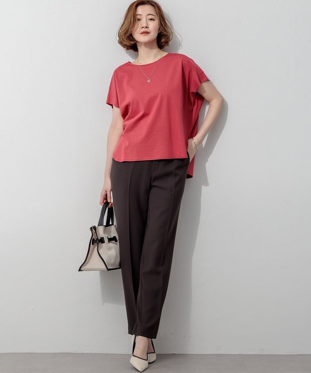 23区 L 【Oggi・CLASSY.掲載】ストレッチジョーゼット テーパード パンツ ダークブラウン系