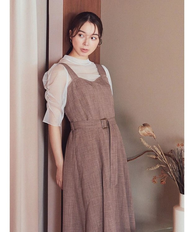 earth music&ecology ベルト付きパネルラインワンピース Brown