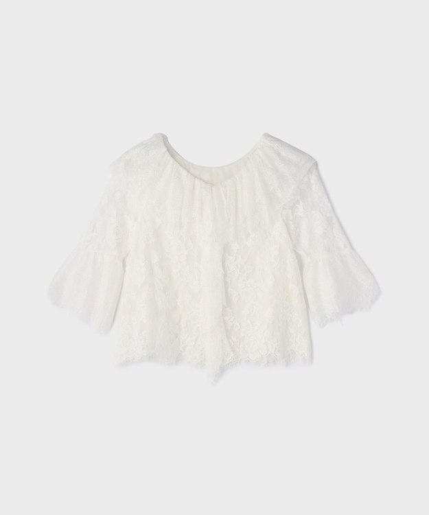 GRACE CONTINENTAL レースコンビフリルブラウス ホワイト