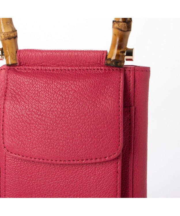 UNBILLION perche バンブーハンドルゴートモバイルウォレットショルダー ピンク