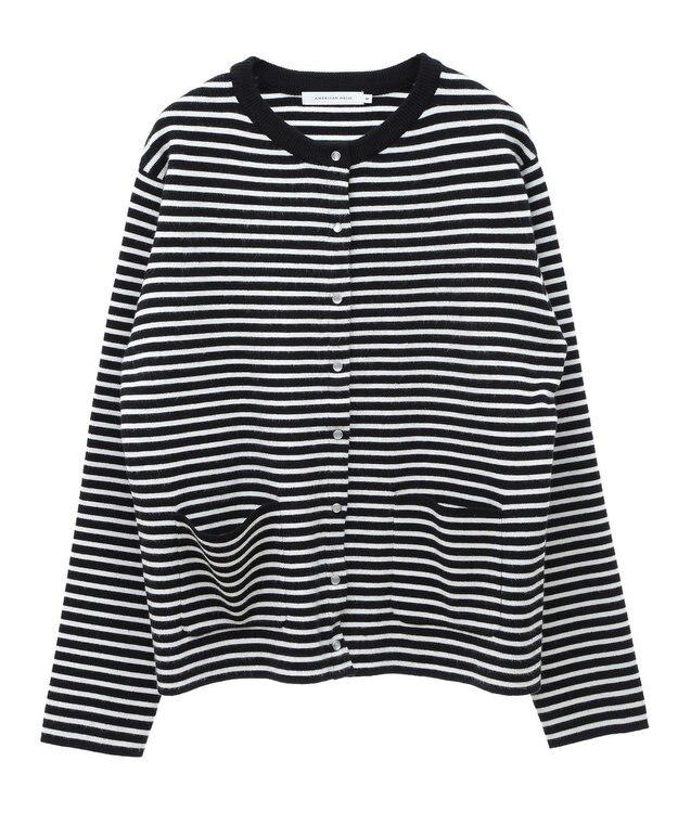 AMERICAN HOLIC バイパチクルーネックニットカーディガン Border