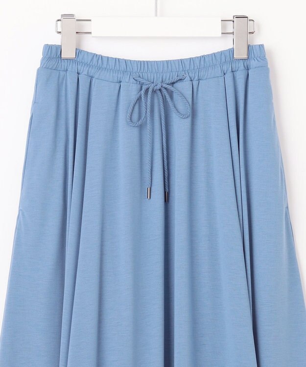 J.PRESS LADIES L 【洗える】ジャージー フレアー スカート ブルー系